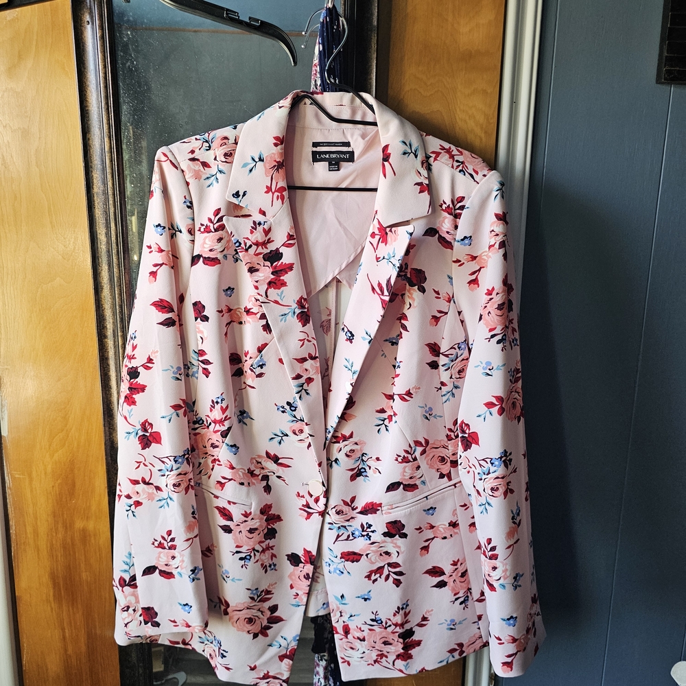 Lane Bryant Pink Floral Blazer